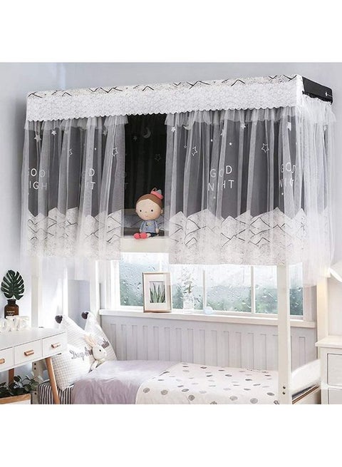 Soft and Breathable Bed Tent with Curtains Polyester Black/White 140 x 200 x 115cm