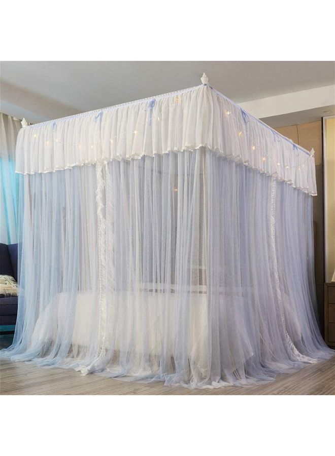 XiuWoo 4-Corner Post Princess Bed Canopy Fabric Blue/White 4x6.6feet  - Image 3