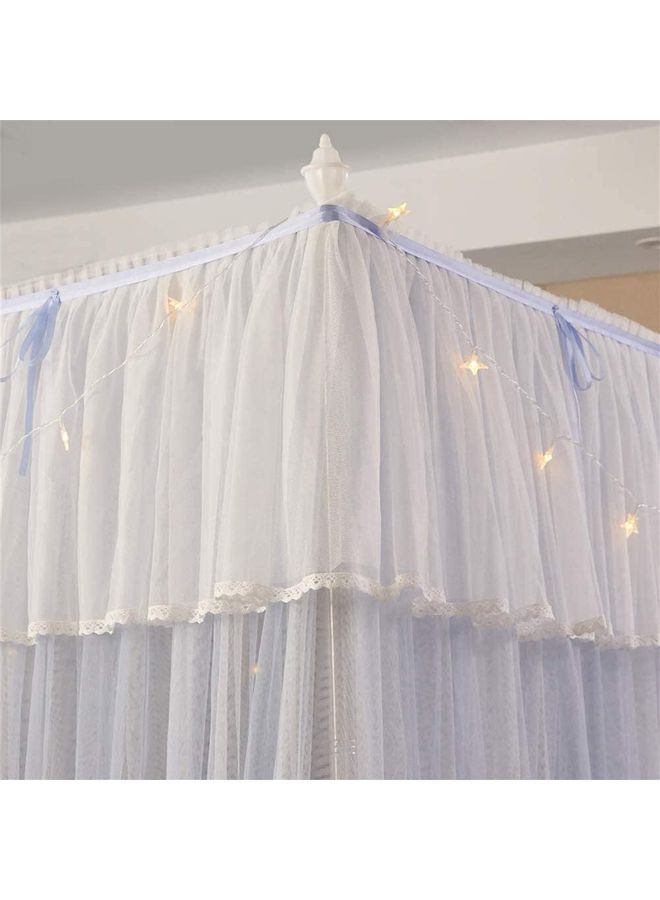 XiuWoo 4-Corner Post Princess Bed Canopy Fabric Blue/White 4x6.6feet  - Image 4