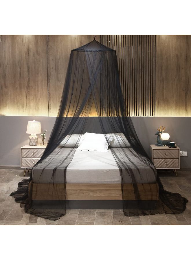 شو وو مظلة شبكية مستديرة الشكل لمنع البعوض fabric أسود 23x98x472بوصة  - Image 1