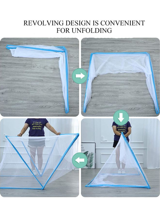 XiuWoo - Portable Folding Mosquito Net Polyester Blue/White 190x100x80cm - Image 1