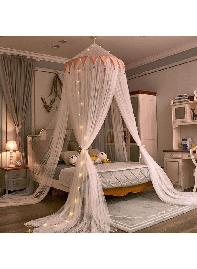 XiuWoo Round Dome Top Mosquito Net With LED String Fabric Pink 2.8 x 1.2 x 10.5meter  - Image 1