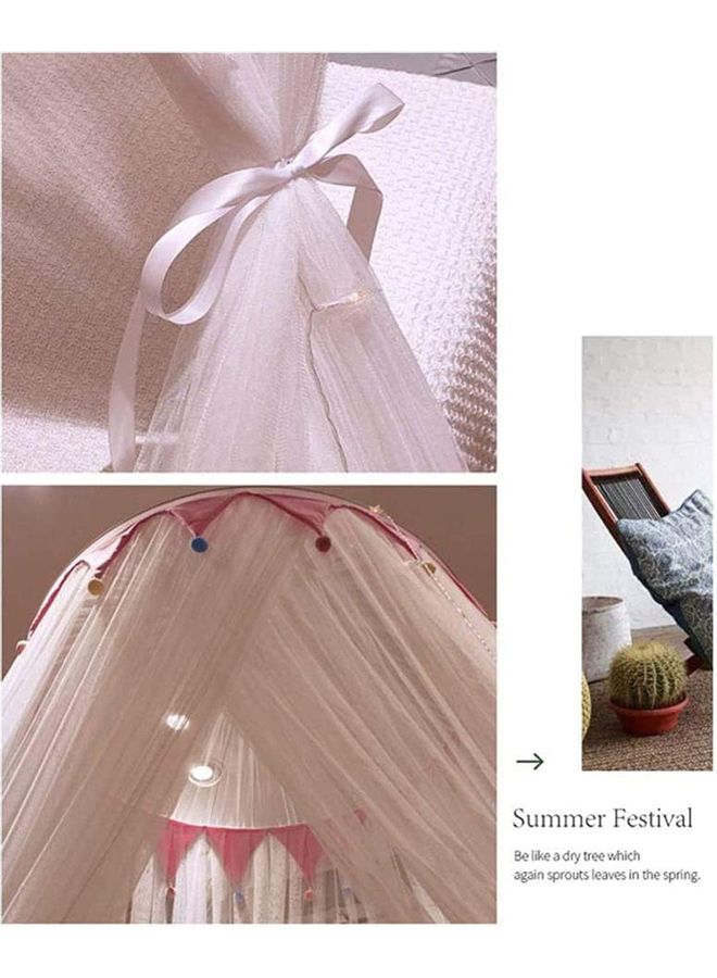 XiuWoo Round Dome Top Mosquito Net With LED String Fabric Pink 2.8 x 1.2 x 10.5meter  - Image 5