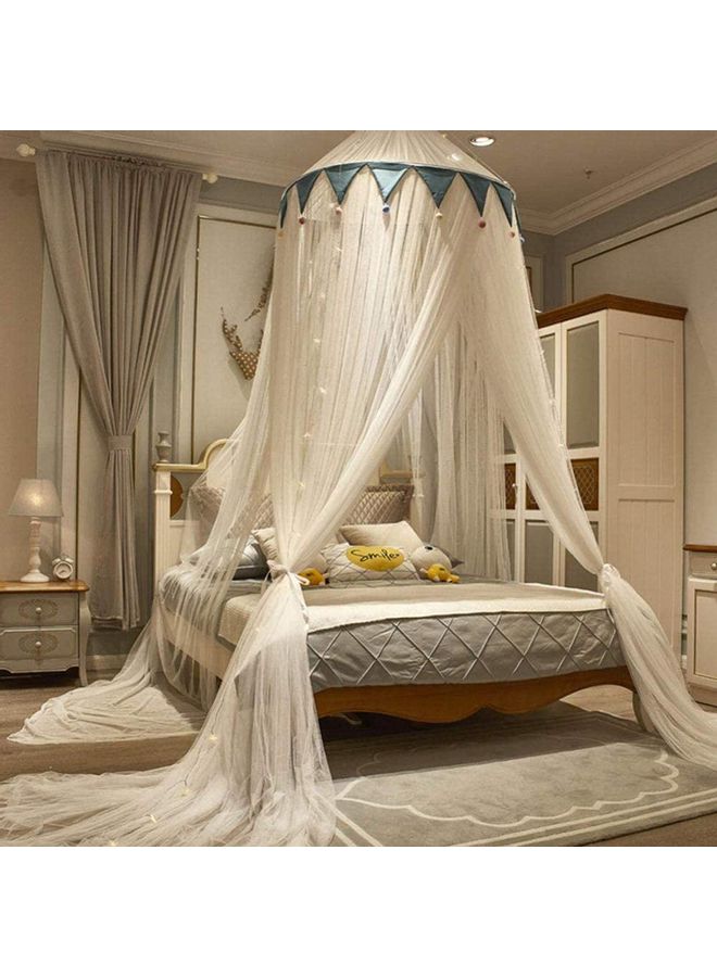 XiuWoo - Round Dome Top Mosquito Net With LED String Fabric Beige 2.8 x 1.2 x 10.5meter - Image 1