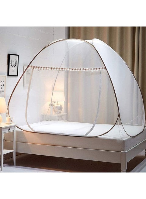 Foldable Mosquito Net with Two-Way Zipper Polyester White 1.5 x 1.5 x 2meter