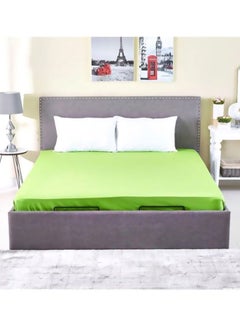 Home Box Wellington King Fitted Sheet Cotton Green 180x200cm  - Image 1
