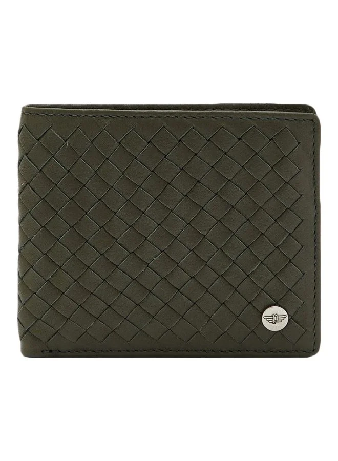 POLICE Police PA40112WLGR Weaved Leather Wallet (Grey) Grey/Silver