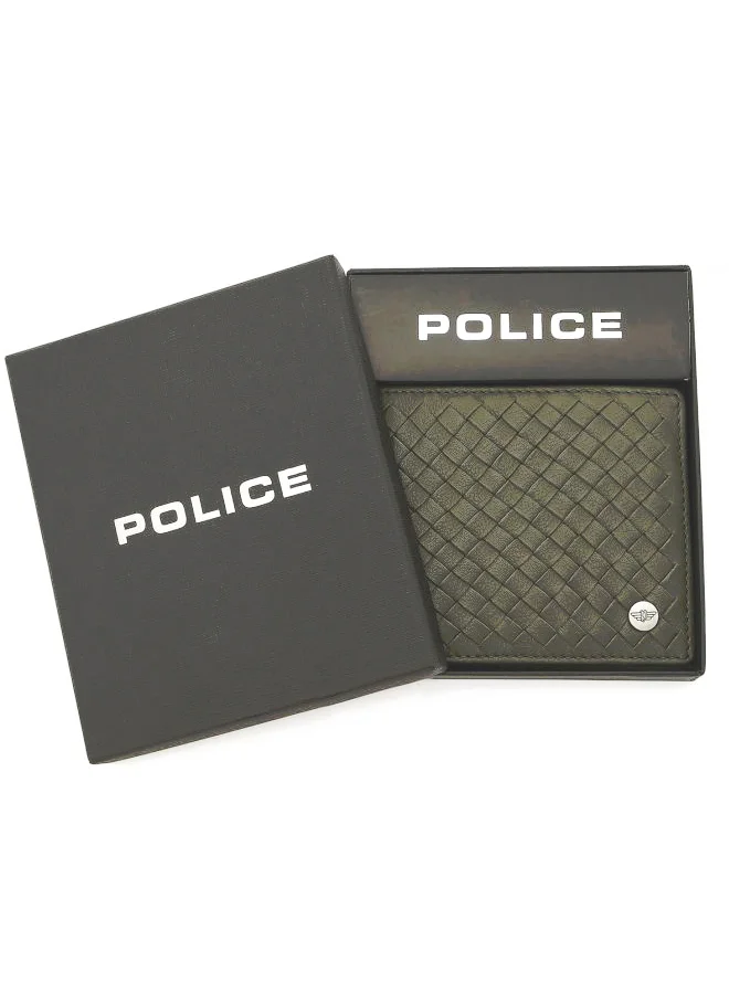 POLICE Police PA40112WLGR Weaved Leather Wallet (Grey) Grey/Silver