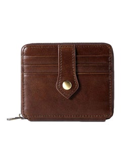 Leather Card Clip Wallet Brown