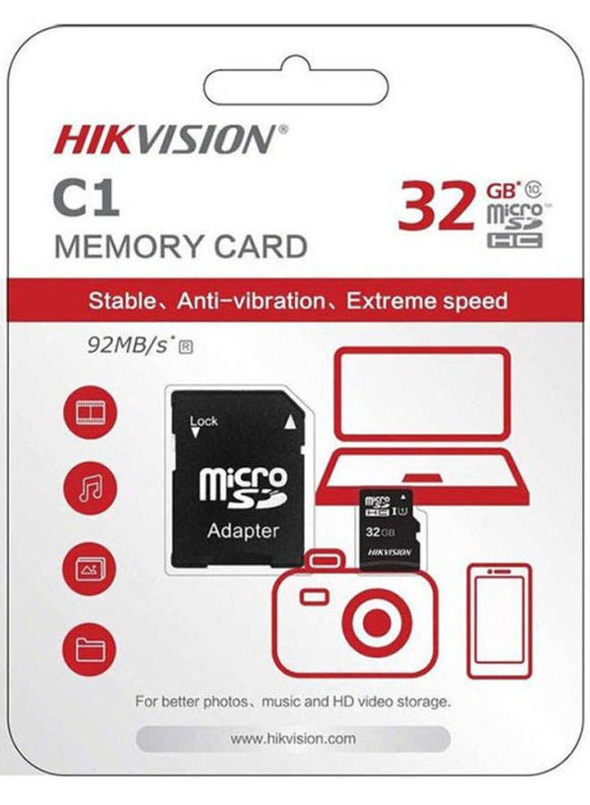 HIKVISION - C1 MicroSD 32GB Memory Card Class10 With SD Adaptor 32 GB - Image 1