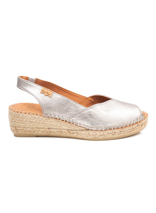 Toni Pons - Leather Slip-On Wedge Sandals Silver - Image 1