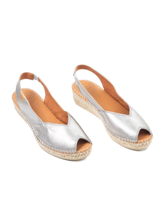 Toni Pons - Leather Slip-On Wedge Sandals Silver - Image 1