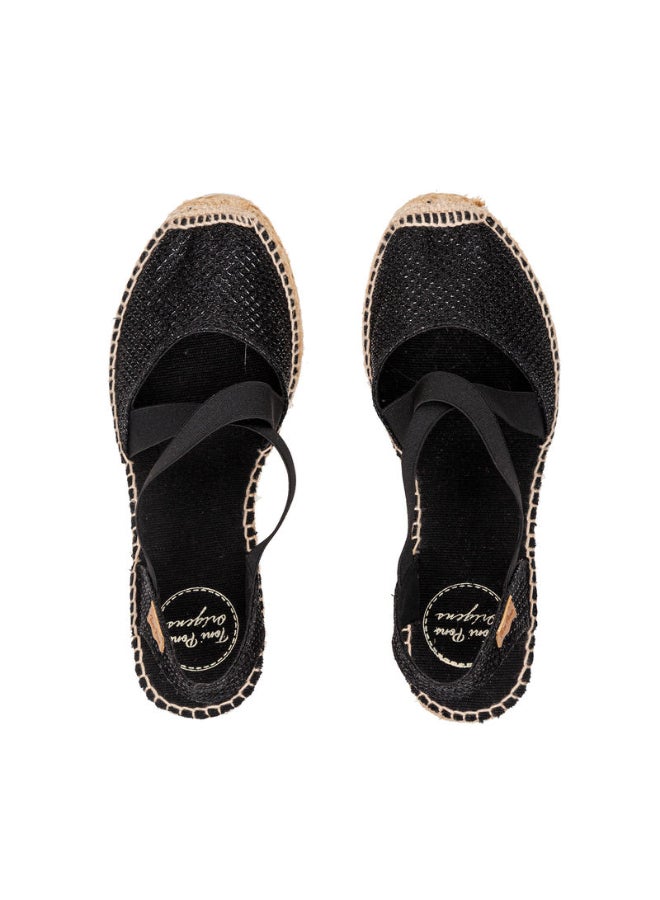 Toni Pons - Shimmery Elastic Strap Wedge Sandals Black - Image 1