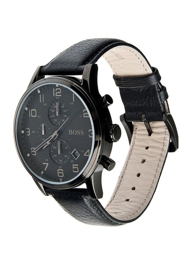 Men's Leather Chronograph Watch 1512567 - 44 mm - Black