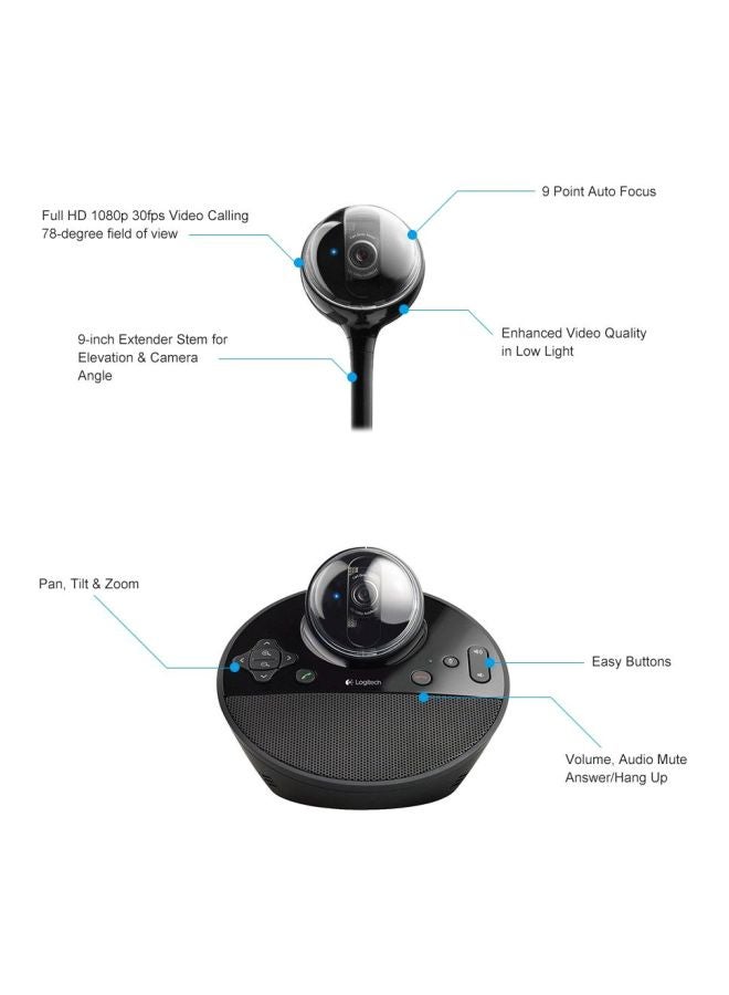 Logitech Full HD Video Conferencing Webcam With Remote Control Black  - Image 5