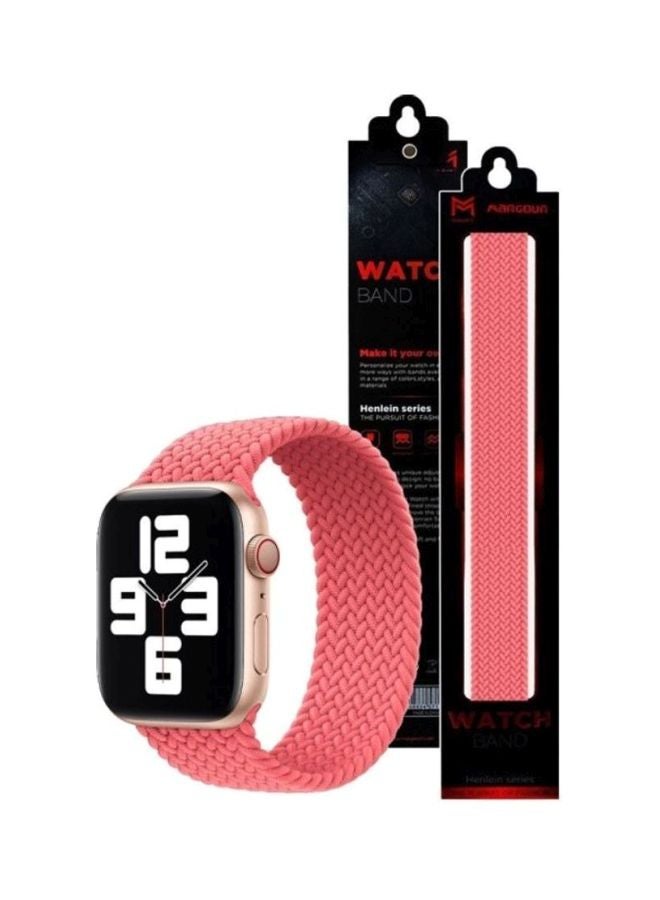 MARGOUN - Braided Solo Loop Elastic Replacement Band Small for Apple Watch 42/44/45mm Pink - Image 1