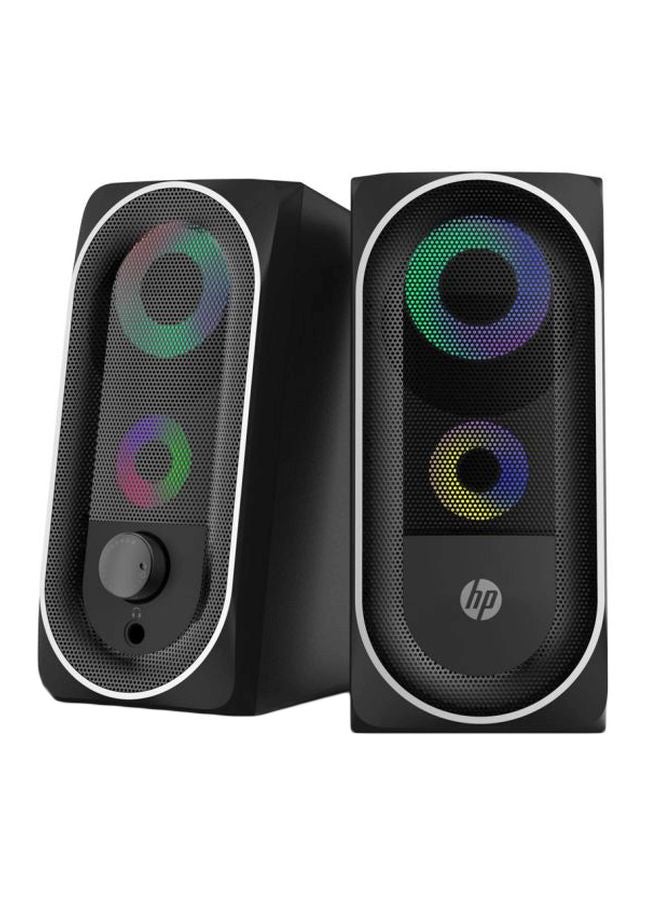 HP 2-Piece Multimedia Wired Speaker with 3D Stereo Sound Effect Black - Image 2