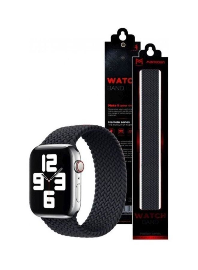 MARGOUN - Braided Solo Loop Elastic Replacement Band Small for Apple Watch 42/44/45mm Black - Image 1
