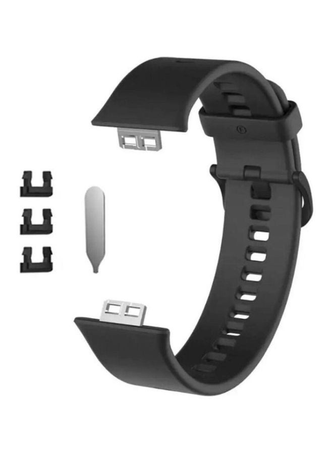 MARGOUN Huawei Watch Fit Silicone Band Replacement Sport Strap Black/Silver - Image 1