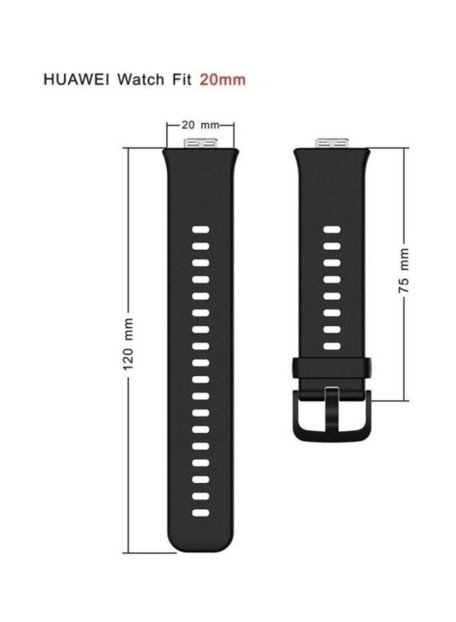 MARGOUN Huawei Watch Fit Silicone Band Replacement Sport Strap Black/Silver - Image 5