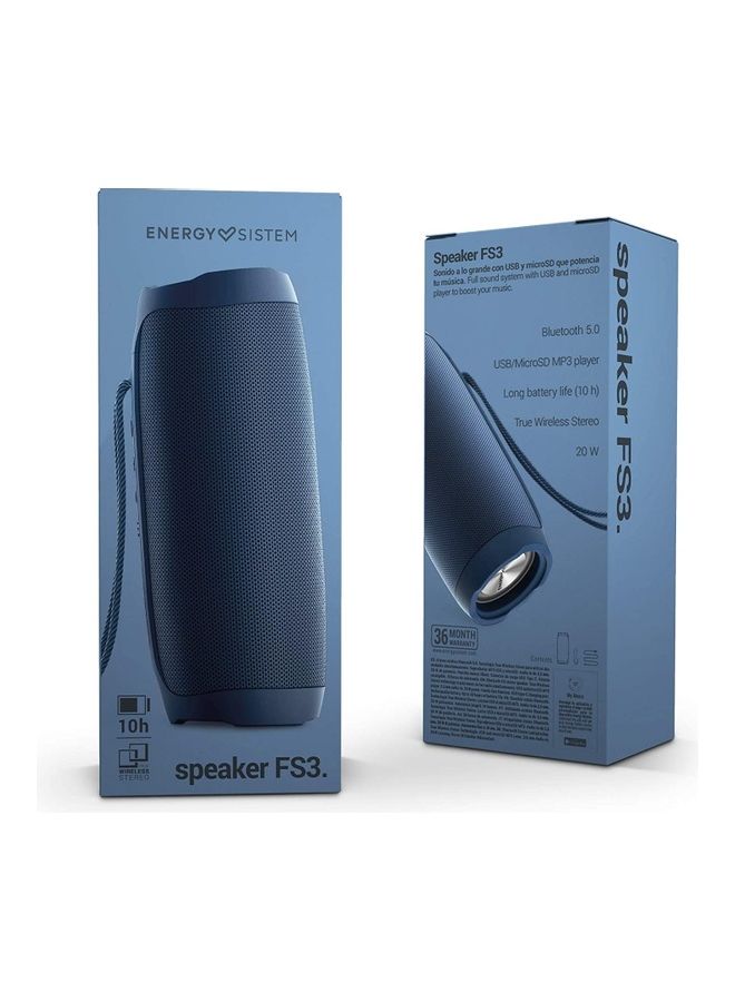 إنيرجي سيستم مكبر صوت بلوتوث محمول TWS FS3 مزود بمنفذ USB ومايكرو SD بقدرة 20 وات أزرق - Image 5