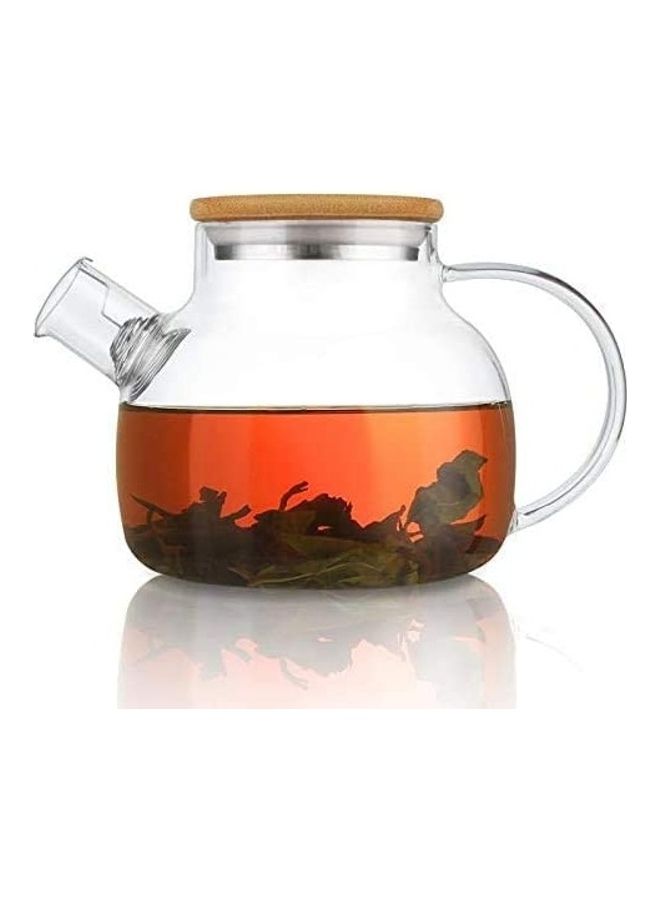 Heat Resistant Teapot With Bamboo Lid Clear 1000ml