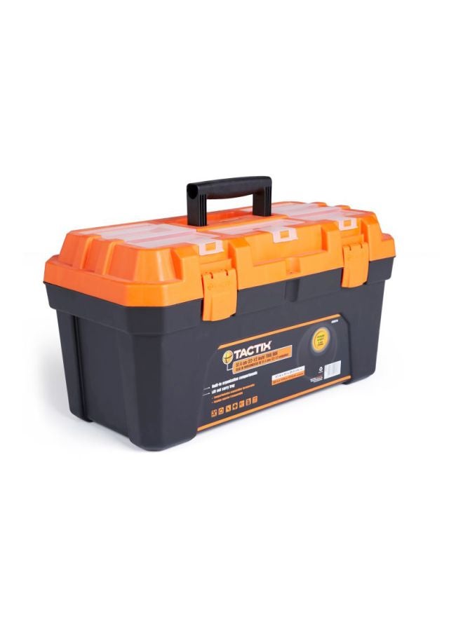 Tactix - 22.5 Inches Plastic Storage Tool Box Hd With Lift-Out Carry Tray, Built-In Organization Compartments, Black/Orange, Dimensions: 57.2W X 30D X 29.5H Cm- 320114 - Image 1