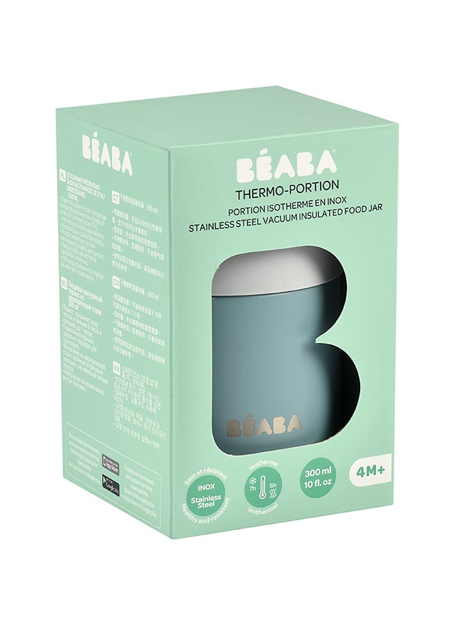 BEABA - Thermal Meal Preservation Containerfor Baby And Children100% Airtight Stainless Steel Keeps Food Hot Or Cold For More Than 5 Hours Double Layered300 Ml Grey , Green - Image 1