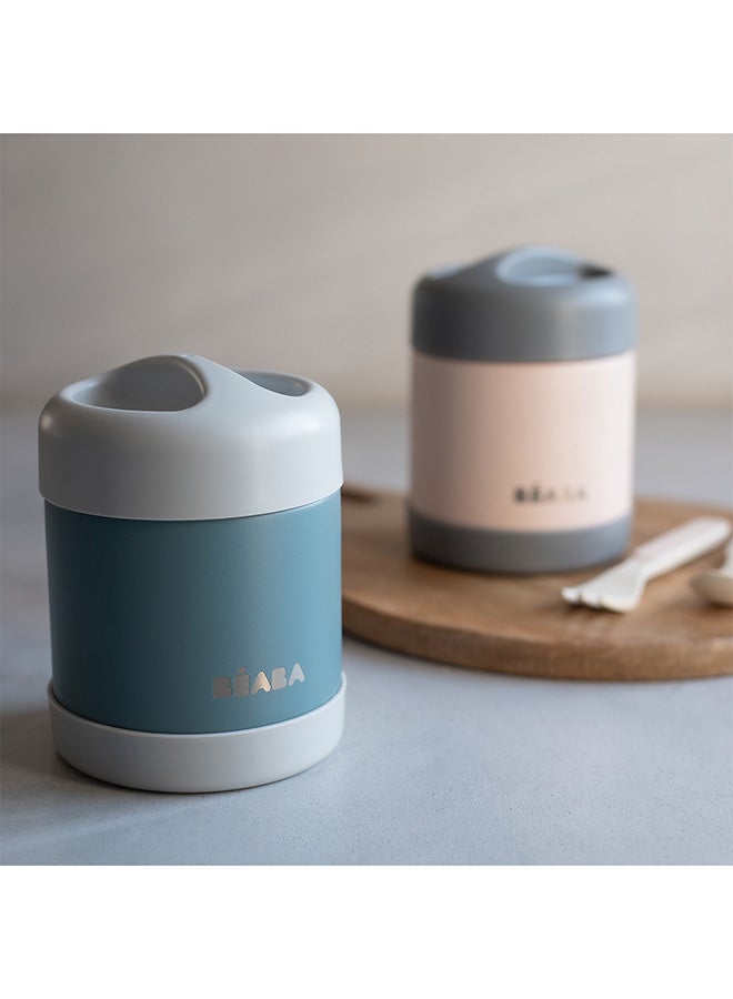 BEABA - Thermal Meal Preservation Containerfor Baby And Children100% Airtight Stainless Steel Keeps Food Hot Or Cold For More Than 5 Hours Double Layered300 Ml Grey , Green - Image 1