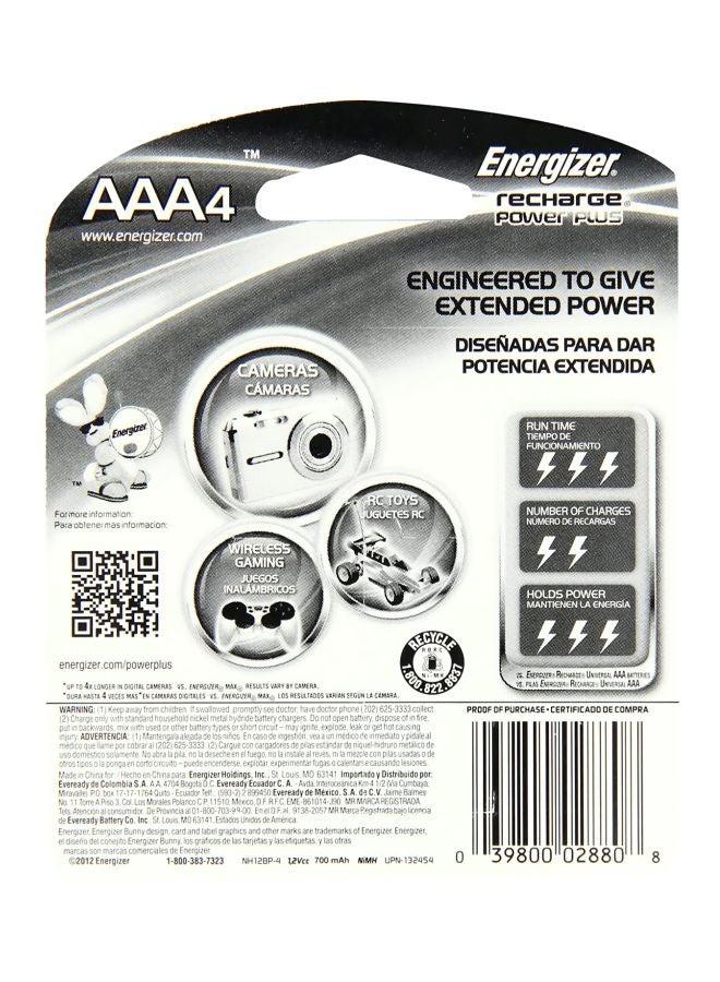 Energizer Rechargeable AAA Batteries NH12 BP2 Silver/Green - Image 2