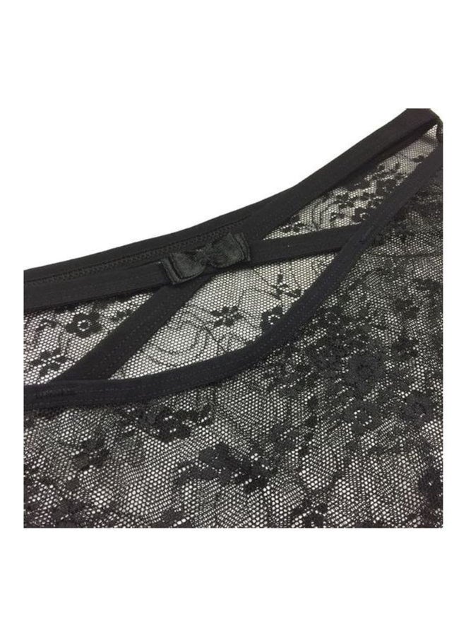 Floral Lace Detail Brief Black  - Image 3