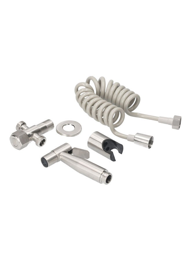 KKmoon Handheld Bidet Sprayer With Telescopic Hose Silver 19x8x16cm - Image 1