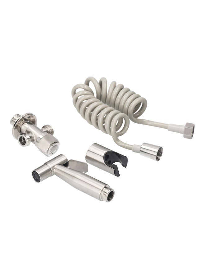 KKmoon Handheld Bidet Sprayer With Telescopic Hose Silver 19x8x16cm - Image 2