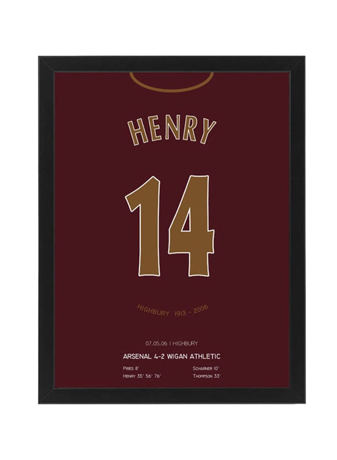 Boomah Accessories Thierry Henry Arsenal Jersey Poster With Frame Multicolour 50x40cm