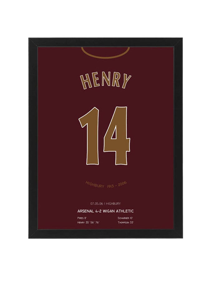 Boomah Accessories Thierry Henry Arsenal Jersey Poster With Frame Multicolour 50x40cm