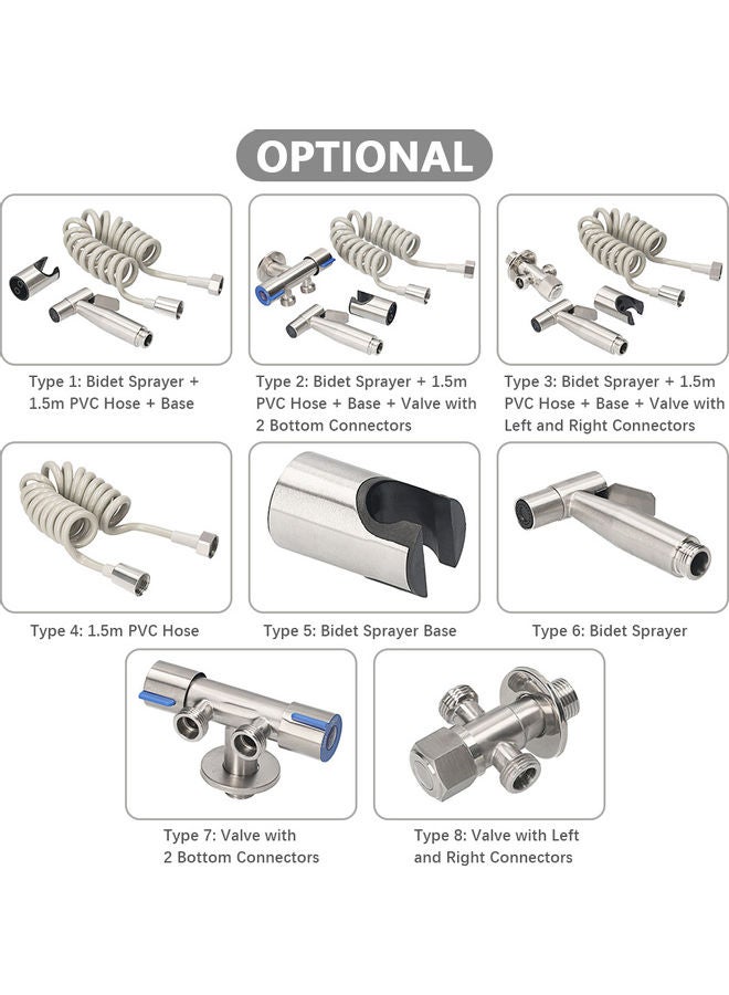KKmoon Bidet T-Adapter with Shut off Valve Silver  - Image 2