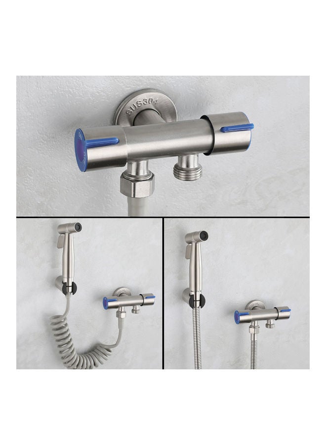 KKmoon Bidet T-Adapter with Shut off Valve Silver  - Image 3