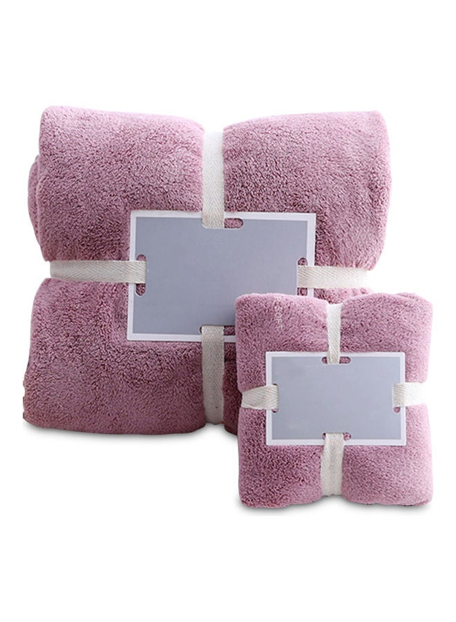 2-Piece Bath Shower and Hand Towel Set Purple 22 x 12 x 22cm - Image 1