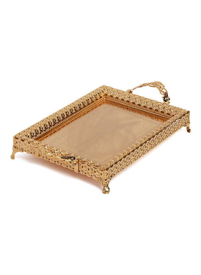 Squalo Gold Plated Rectangular Shaped Serving Tray Golden 43.5 x 41.5 x 6cm - Image 1