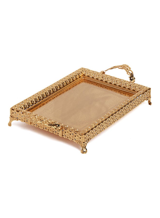 Squalo Gold Plated Rectangular Shaped Serving Tray Golden 43.5 x 41.5 x 6cm - Image 2