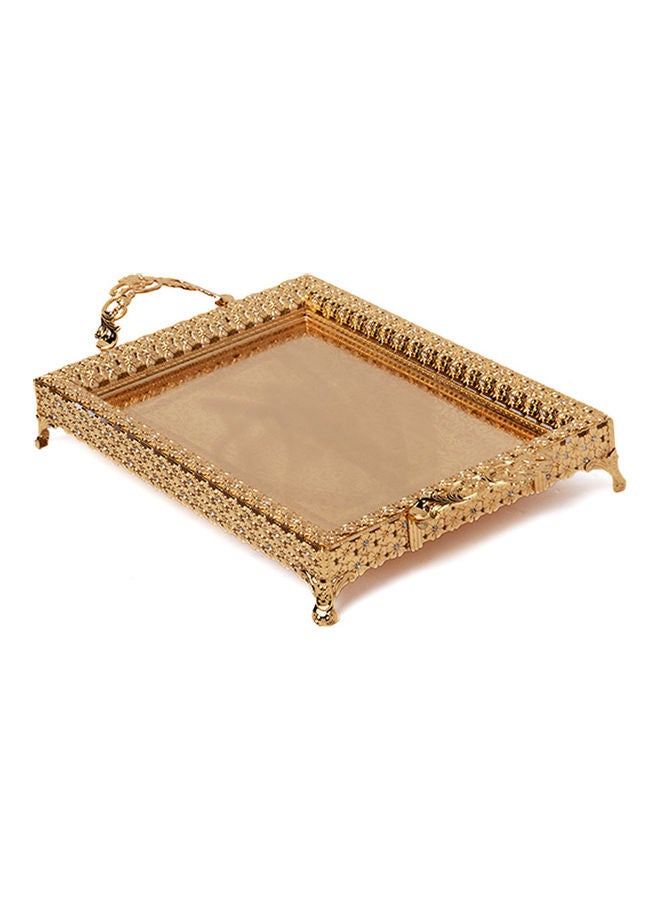 Squalo Gold Plated Rectangular Shaped Serving Tray Golden 43.5 x 41.5 x 6cm - Image 3