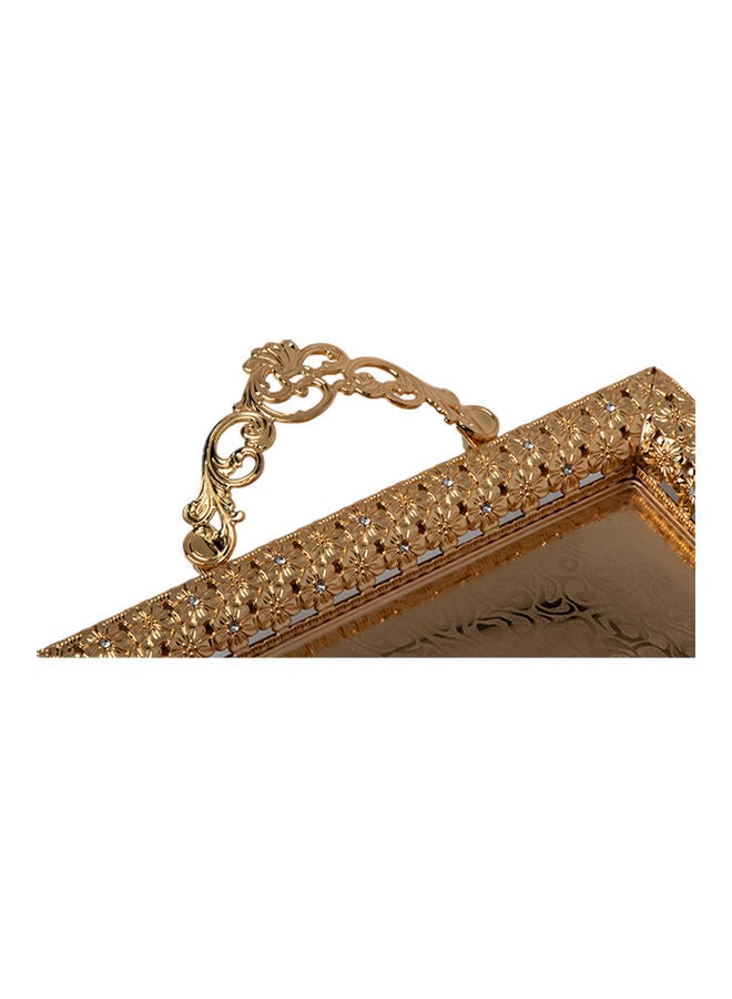 Squalo Gold Plated Rectangular Shaped Serving Tray Golden 43.5 x 41.5 x 6cm - Image 4