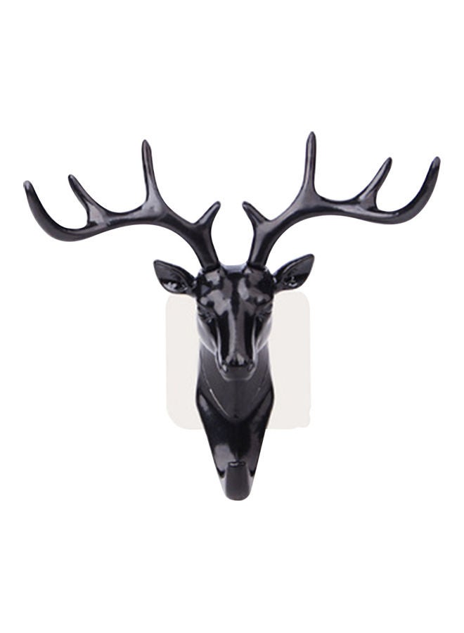 علاقة مناشف ذاتية اللصق على شكل رأس غزال أسود 12 x 6 x 7سم - Image 1