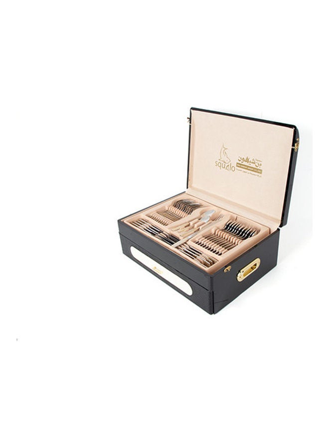 Squalo 72-Piece Stainless Steel Cutlery Set Silver/Gold - Image 1