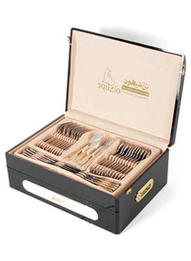 Squalo 72-Piece Stainless Steel Cutlery Set Silver/Gold - Image 1