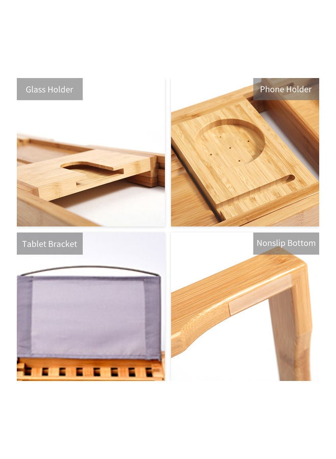 Bamboo Spa Bathtub Caddy Organizer Serving Tray Beige 27.55 x 8.66inch  - Image 4