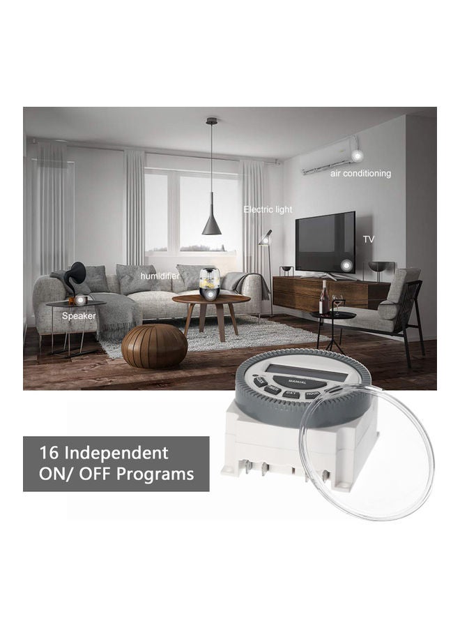 KKmoon - TM-619 Programmable Digital Timer Switch with Dust Cover White/Grey - Image 1