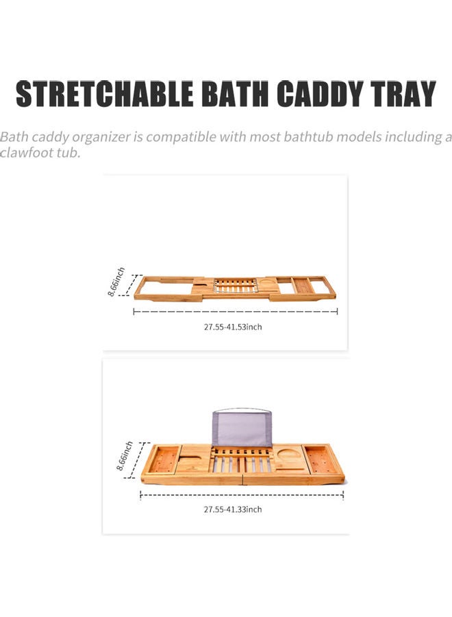 Generic - Bamboo Bathtub Caddy Organizer Serving Tray Brown 27.55 x 8.66inch - Image 1