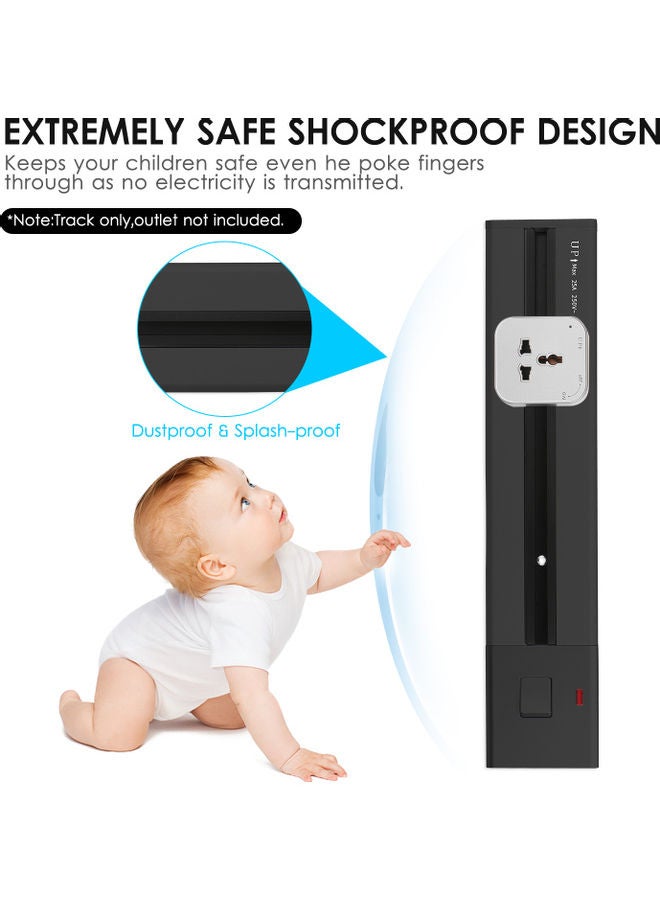 KKmoon - Removable Electrical Outlet Track System Black 44x4.5x11cm - Image 1