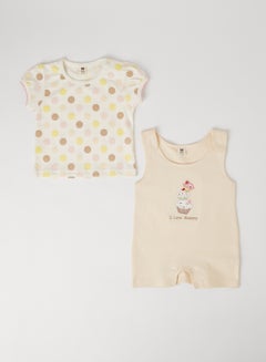 Baby Girls Casual Comfortable Top And Onesies Set Multicolour
